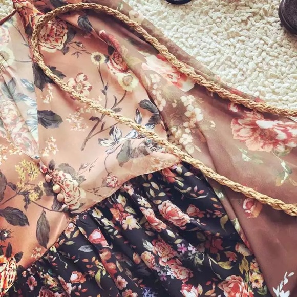 SOLD OUT Boho Fall Colors Chiffon Long Sleeve Dress - Picture 9 of 10